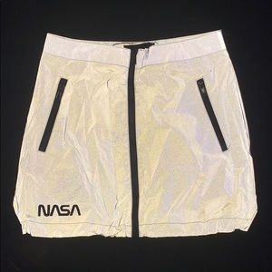 Reflective Zip-up Mini Skirt